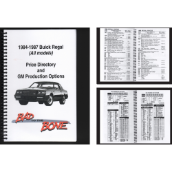 1984-1987 Buick Regal Price Guide and GM Production Options Booklet
